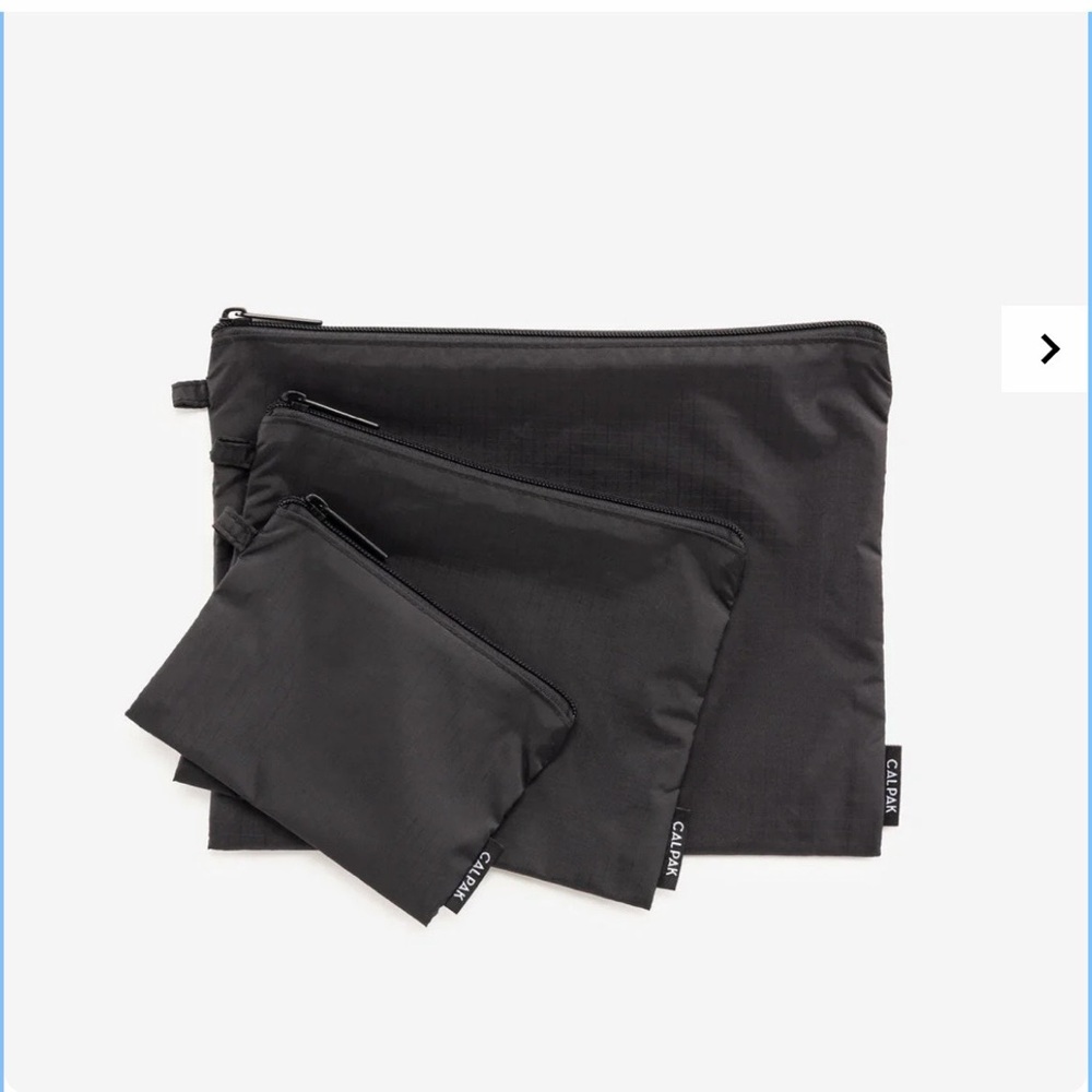 Calpak Compakt Zip Pouch Set in Black Nylon EUC